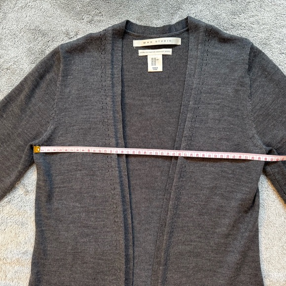 Max Studio 100% Extra Fine Merino Wool Duster Cardigan - Grey/Gray XS fits S too - Picture 3 of 14